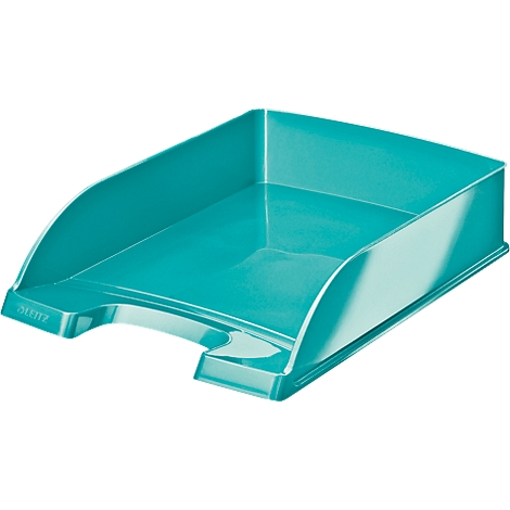 Teal paper tray with rounded edges. "LEITZ" is embossed on the left side.
