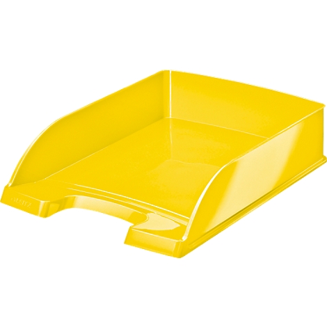 Yellow plastic tray. The paper tray has a rectangular shape with rounded edges.