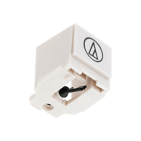 Weißer Tonabnehmer für Plattenspieler, schwarz Nadel, AT-Logo.