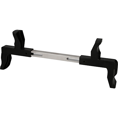 Greifhilfe mit schwarzen Griffen und silbernem Mittelteil, zeigt Detailansicht des Produkts.