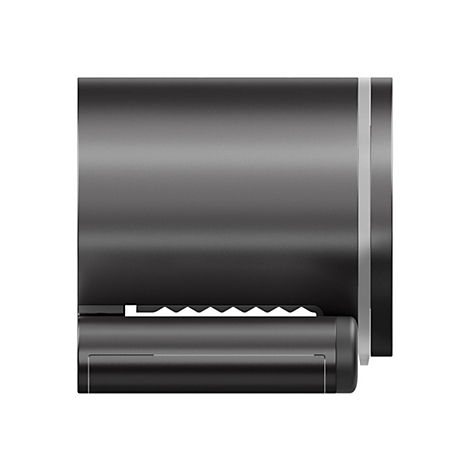 Dunkles, zylindrisches Objekt im Profil, mit einer wellenförmigen Aussparung und einem umlaufenden helleren Streifen.