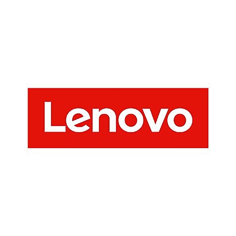 Das Logo von Lenovo. Rotes Rechteck mit weißem Schriftzug 'Lenovo'.