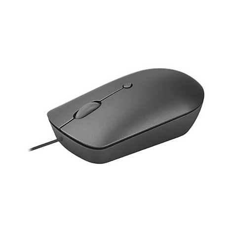 Drahtlose, schwarze Maus. Mit Scrollrad, Taste und Kabel.