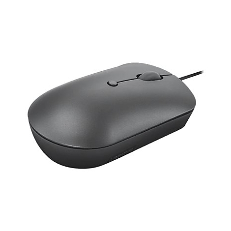 Graue Computermaus mit Kabel und zwei KnÃ¶pfen, sowie einem Scrollrad.
