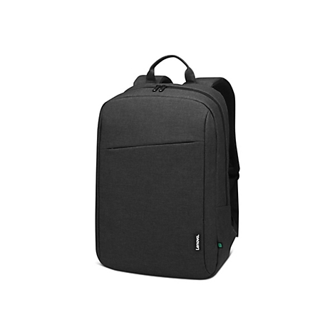 Dunkelgrauer Lenovo Laptop-Rucksack aus Stoff mit minimalistischem Design vor weißem Hintergrund.