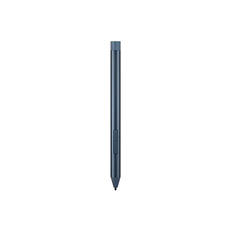 Ein schlanker, dunkelgrauer Eingabestift vor weißem Hintergrund.