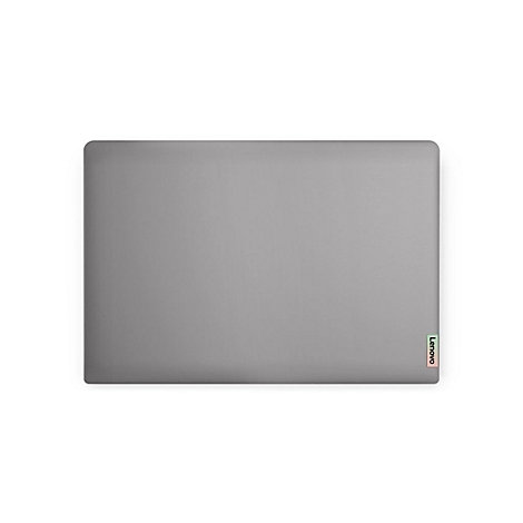 Graues Laptop-Oberteil, Lenovo-Logo in der rechten Ecke.