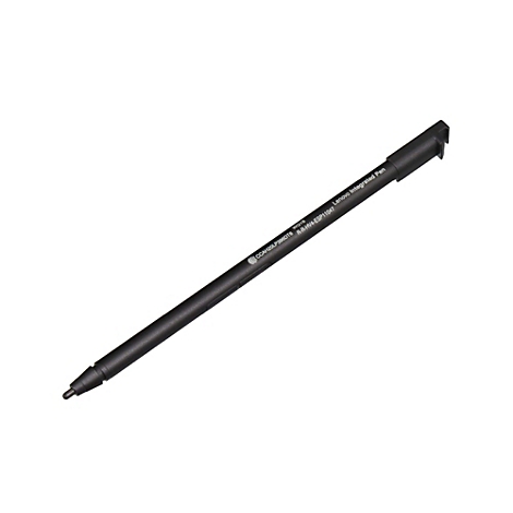 Schwarzer Lenovo Integrated Pen, auf weißem Hintergrund, schräg von oben.