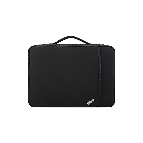 Schwarze Laptoptasche mit Tragegriff. Kleines ThinkPad Logo rechts unten.