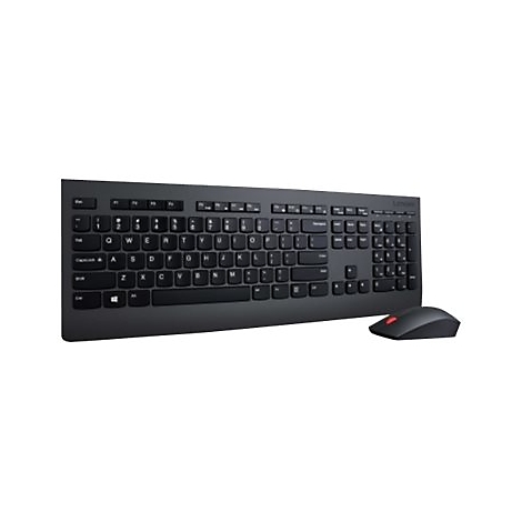 Schwarze Lenovo Tastatur und Maus auf weiÃŸem Hintergrund.