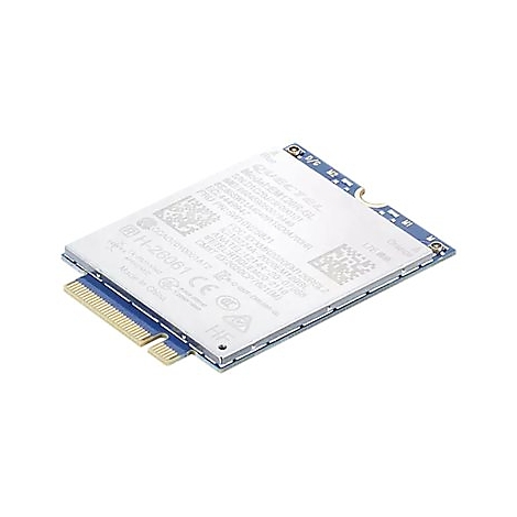Quectel LTE-Modul mit silberner Metallabdeckung auf einer blauen Leiterplatte vor weißem Hintergrund.