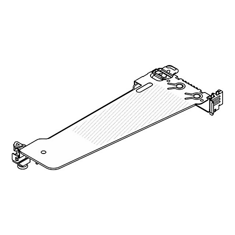 Schwarz-weiß-Skizze eines länglichen Metallteils mit komplexen Details. Auf der Oberfläche diagonale Linienstrukturen.