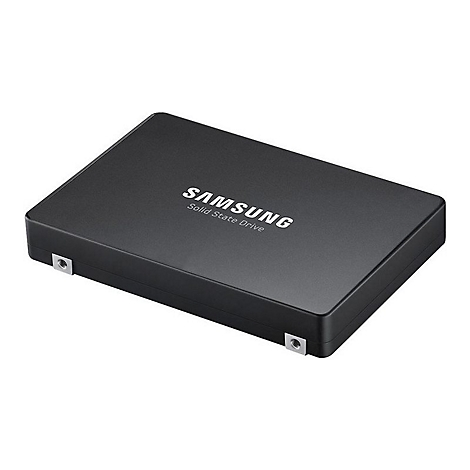 Schwarze Samsung Solid State Drive mit weißem Samsung-Logo.