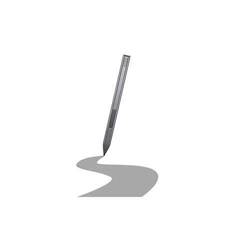 Grauer Eingabestift schreibt eine geschwungene Linie auf weiÃŸem Hintergrund. Schatten unterstreicht die Bewegung.