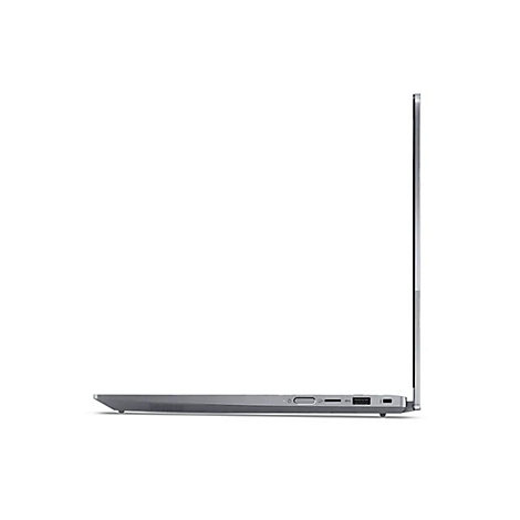 Graues Laptop-Profil auf weißem Hintergrund. Geöffnet.