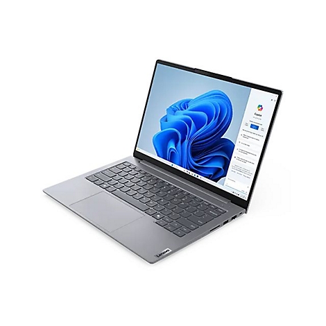 Graues Lenovo-Laptop mit Windows 11-Hintergrund und geÃ¶ffneten Anwendungen. Das Keyboard ist sichtbar, das GerÃ¤t ist leicht geneigt.