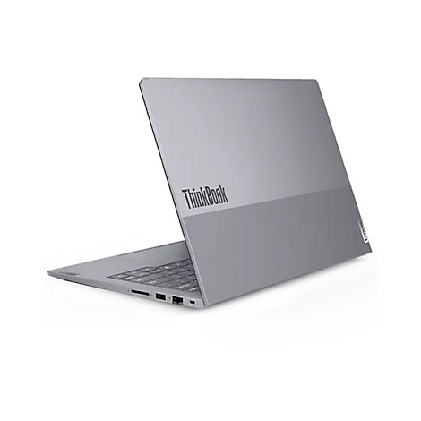 Graues Lenovo ThinkBook Laptop, halb geöffnet.