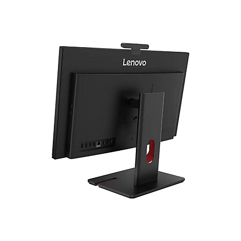 Schwarzer Lenovo All-in-One-PC, Rückansicht; rote Akzente an der Halterung.