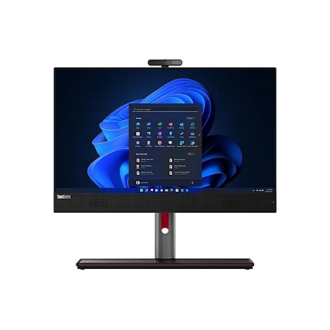 Ein Lenovo ThinkCentre All-in-One-PC. Der Bildschirm zeigt das Windows-Startmenü.