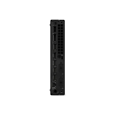 Detailansicht eines schwarzen Mini-Computers mit diversen AnschlÃ¼ssen auf weiÃŸem Hintergrund.