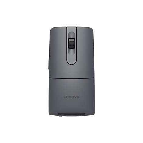 Graue Lenovo-Maus. Oben ein Scrollrad, darunter der Schriftzug Lenovo.