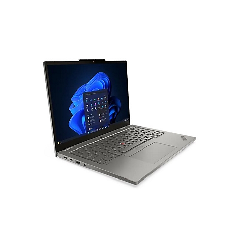 Grauer Laptop mit offenem Bildschirm, der das Windows-Logo zeigt.