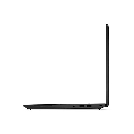 Schwarzer Laptop im Seitenprofil; auf weiÃŸem Hintergrund. AnschlÃ¼sse sind sichtbar.