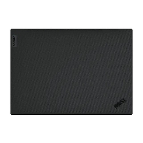 Dunkelgraues Laptop-Cover mit Lenovo-Logo. Der Thinkpad-Schriftzug ist im unteren rechten Bereich zu sehen.