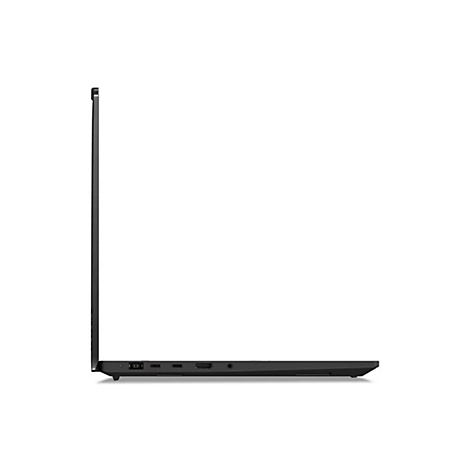 Schwarzes Laptop Profil, Seite. Geöffnet, Bildschirm nach oben. Auf hellem Hintergrund.