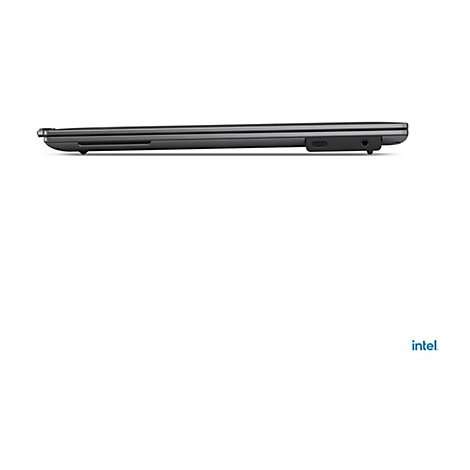 Dunkelgraues Laptop-Profil auf weiÃŸem Hintergrund. Die Intel-Marke ist unten rechts zu sehen.