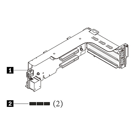 Detailansicht eines Computerbauteils mit hervorgehobenen nummerierten Teilen und einem weißen Hintergrund.