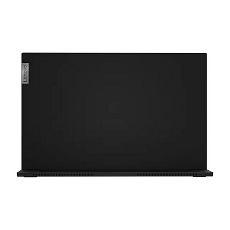 Schwarzes Lenovo Laptop von oben. Lenovo Logo links oben. Der Laptop steht auf weißem Grund.