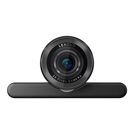 Eine schwarze Lenovo 2K Pixel Kamera. Rundes Objektiv mit Logo und Schriftzug '2K Pixel Camera'.