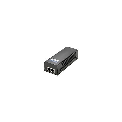Schwarzes, rechteckiges GerÃ¤t mit zwei Ethernet-Ports und einem Etikett.