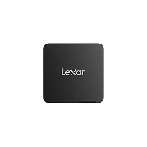 Schwarzes Lexar-Speichergerät mit weißem Logo.