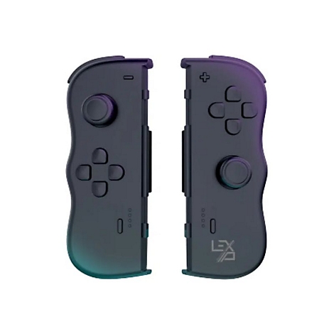 Deux parties de manette noires, à gauche avec croix directionnelle, à droite avec boutons et logo.