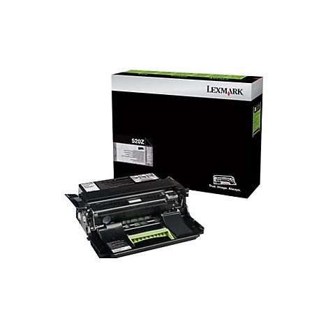 Lexmark Druckerkartusche und Verpackung. Schwarze Kartusche und Box, mit Schriftzug 520Z.