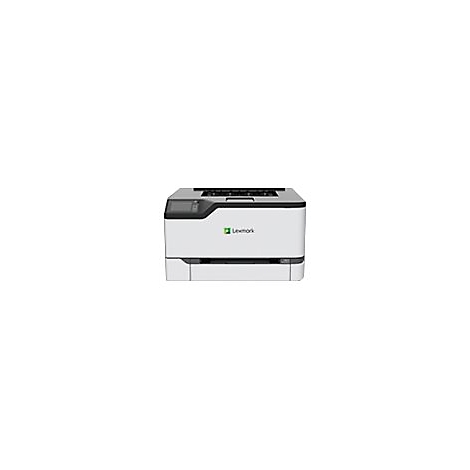 Lexmark Laserdrucker in Weiß und Grau vor weißem Hintergrund.