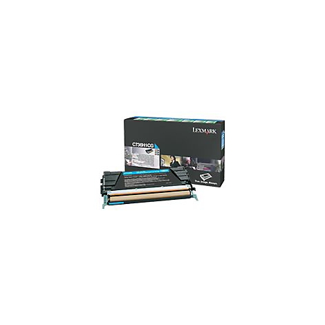 Schwarze Lexmark-Tonerpatrone CT36H1CG und Verpackung. Aufschrift: "True Image. Always."