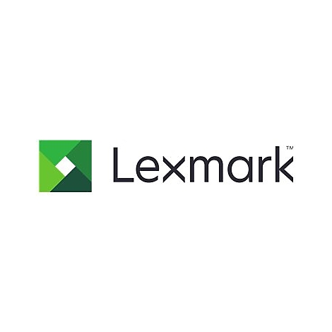 Lexmark Logo: GrÃ¼nes Quadrat mit weiÃŸem Pfeil und Schriftzug in schwarzer Schrift.