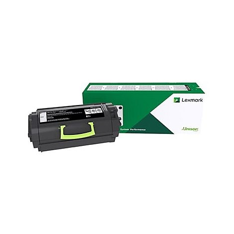 Cartouche d'encre noire et emballage vert avec l'inscription Lexmark, Unison, System Performance.