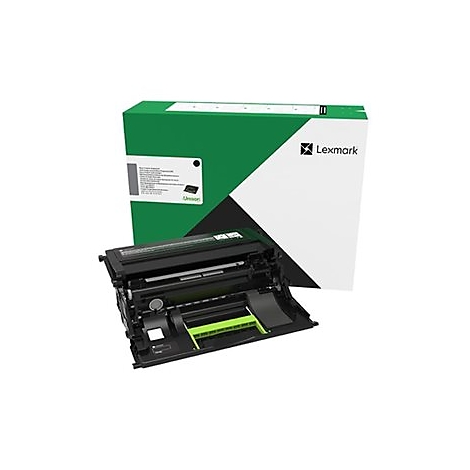 Toner d'imprimante noir avec emballage, Ã©tiquette d'informations, marque Lexmark.