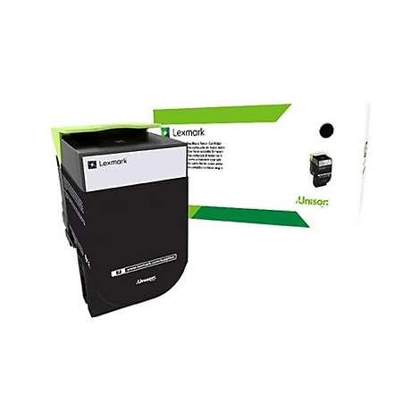 Schwarze Lexmark-Tintenpatrone mit Produktverpackung, Marke und Modellbezeichnung sind gut sichtbar.