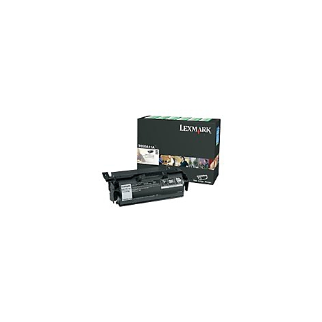 Schwarze Lexmark Tonerkartusche und Verpackung. Aufdruck: T650A11A.