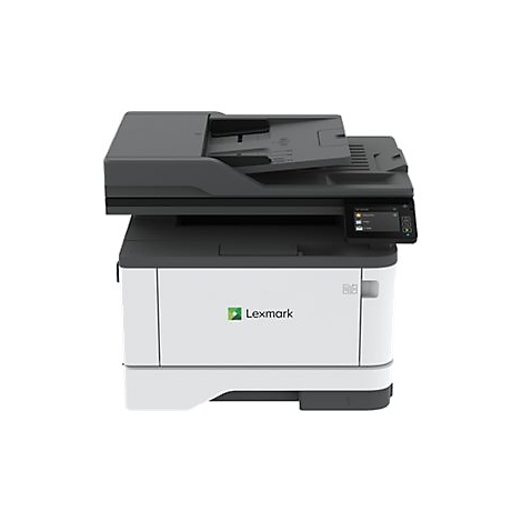 Lexmark Multifunktionsdrucker in Weiß und Grau vor neutralem Hintergrund.