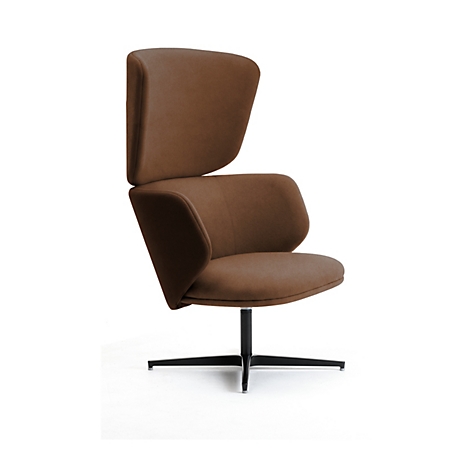Leyform Loungesessel Alise Hoch, drehbar, B 840 x T 840 x H 1215 mm, Wollmischgewebe/Aluminium, dunkelrost/schwarz