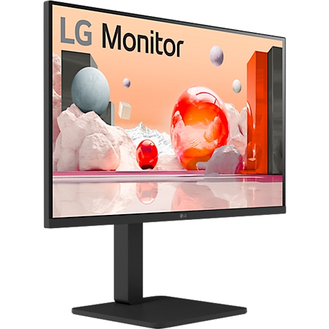 Schwarzer LG Monitor, Display mit abstraktem Kunsthintergrund.