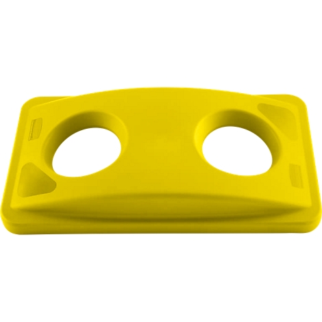 Yellow lid with two round openings.