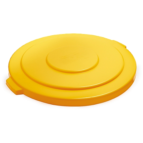Yellow trash can lid with handles, detailed.