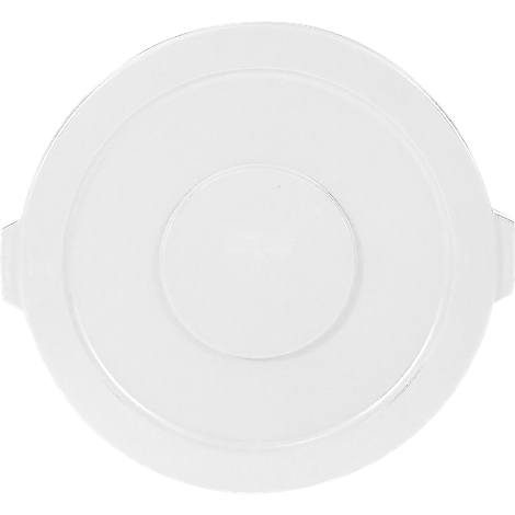 A white, round lid, seen from above, with three concentric circles, including a small circle in the center.